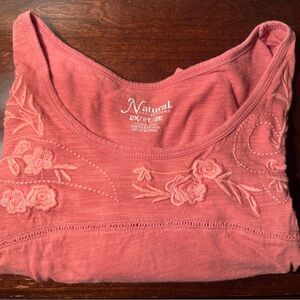 Natural Reflections Coral Embroidered Blouse